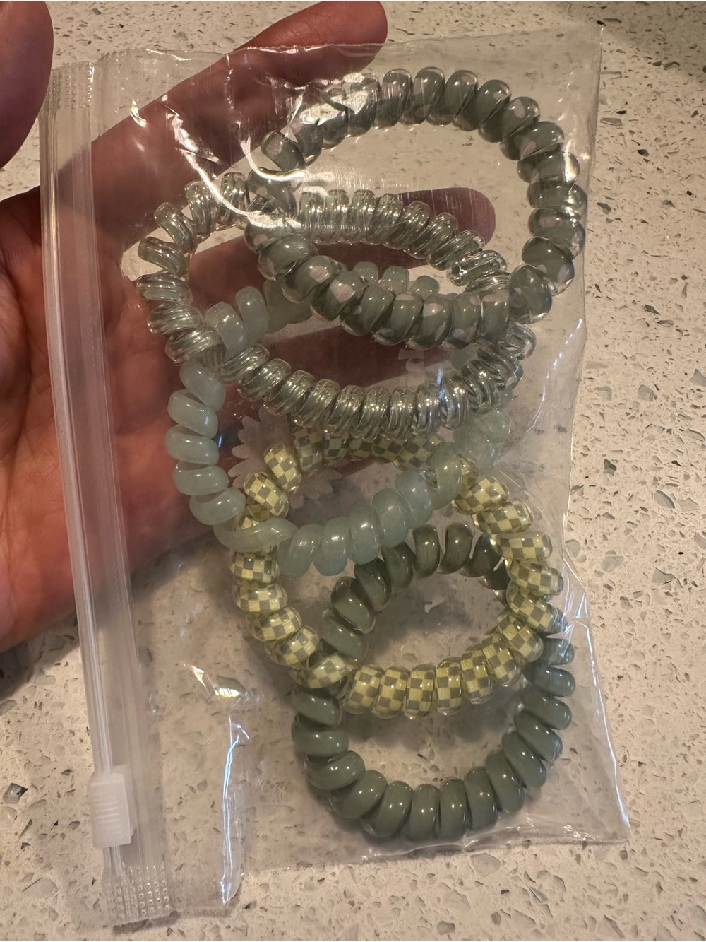 Versatile Green Coil Hair Ties - Set of 5